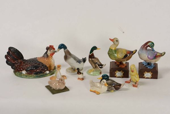 Gruppo di figurine con animali da cortile, XX secolo
