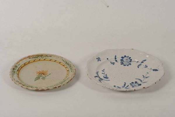 Due piatti Emilia Romagna, probabilmente Bologna, XVIII secolo e Italia del sud, XVIII-XIX secolo