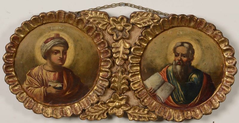 Icona raffigurante santi, Russi, XIX secolo  - tempera su tavola - Auction Cambi Time | Old Masters - I - Cambi Casa d'Aste