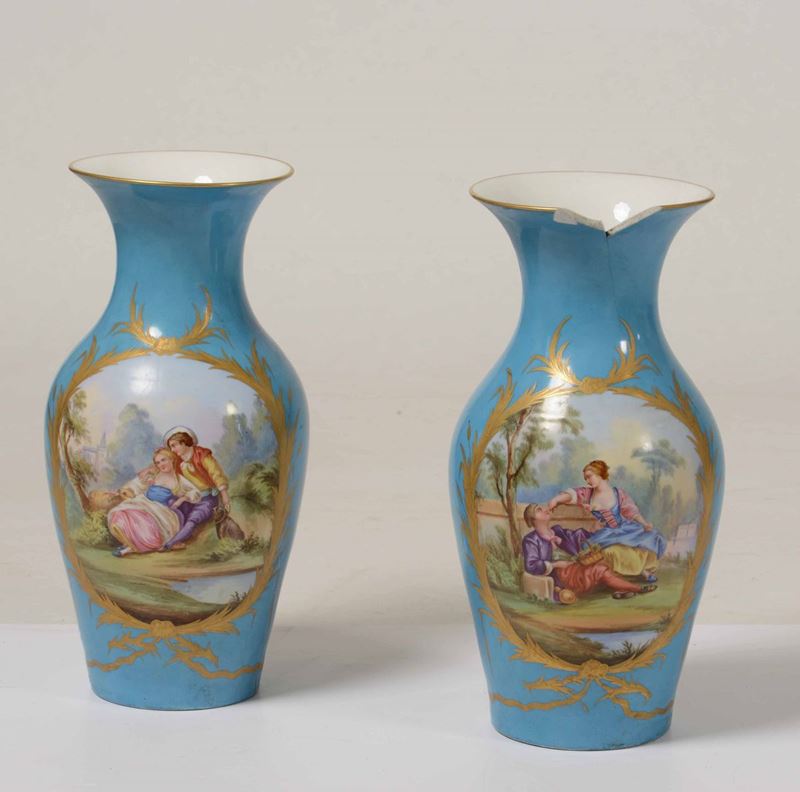 Coppia di grandi vasi Francia, verso la fine del XIX secolo  - Auction Ceramics and Glass | Timed Auction - Cambi Casa d'Aste