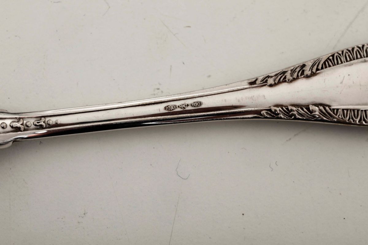 Set da Tavola per Condimenti in Argento e Vetro Molato. Argenteria Italiana del XX Secolo. Argent...