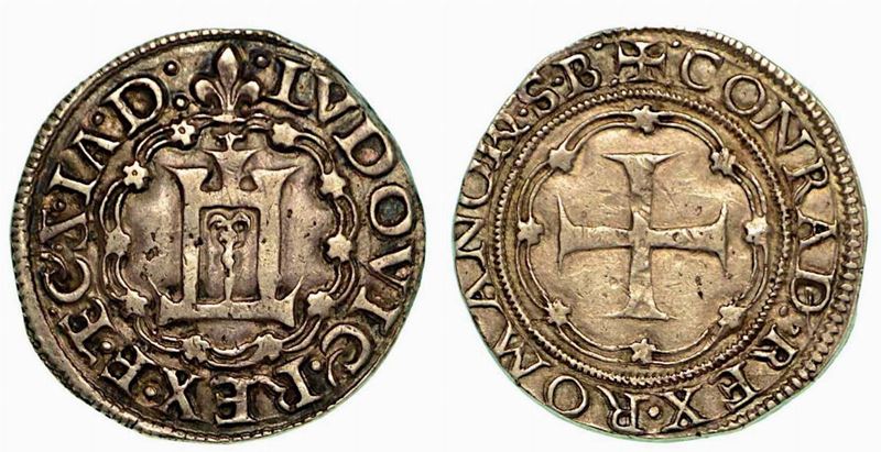 GENOVA. Ludovico XII Re di Francia, 1499-1507. Testone.  - Auction Numismatics - Cambi Casa d'Aste