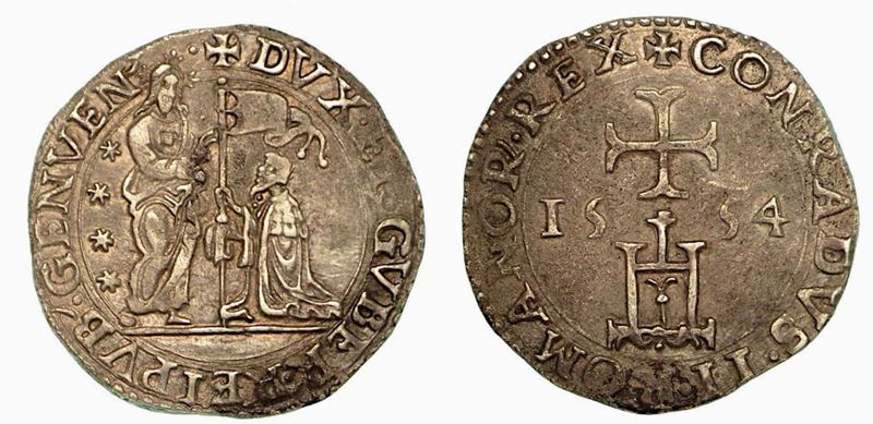 GENOVA. Dogi Biennali, 1528-1797. Testone della benedizione (I tipo) 1554.  - Auction Numismatics - Cambi Casa d'Aste