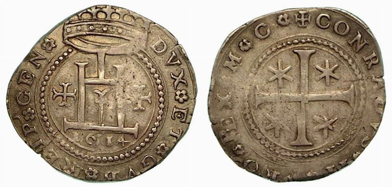 GENOVA. Dogi biennali, 1528-1797. Quarto di scudo 1614.  - Auction Numismatics - Cambi Casa d'Aste