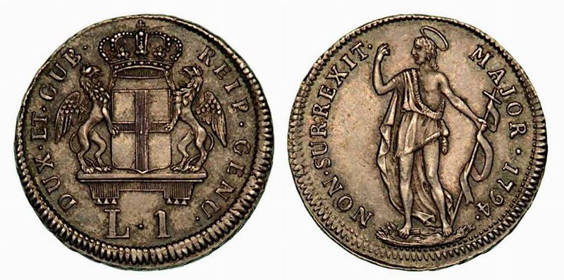 GENOVA. Dogi biennali, 1528-1797. Lira 1794.  - Auction Numismatics - Cambi Casa d'Aste