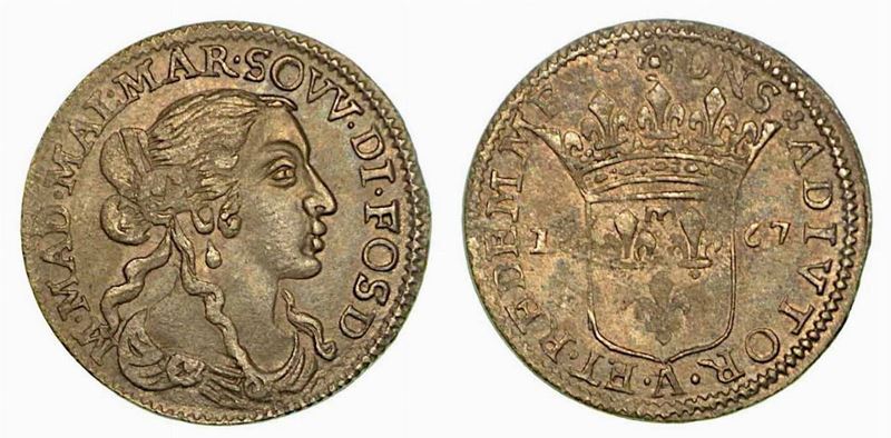 FOSDINOVO. Maria Maddalena Centurioni Malaspina, 1663-1669. Luigino 1667.  - Auction Numismatics - Cambi Casa d'Aste