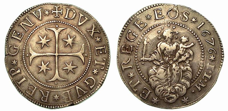 GENOVA. Dogi biennali, 1528-1797. Mezzo scudo largo 1676.  - Auction Numismatics - Cambi Casa d'Aste