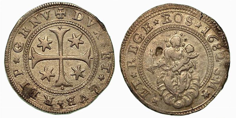 GENOVA. Dogi biennali, 1528-1797. Mezzo scudo 1682.  - Auction Numismatics - Cambi Casa d'Aste