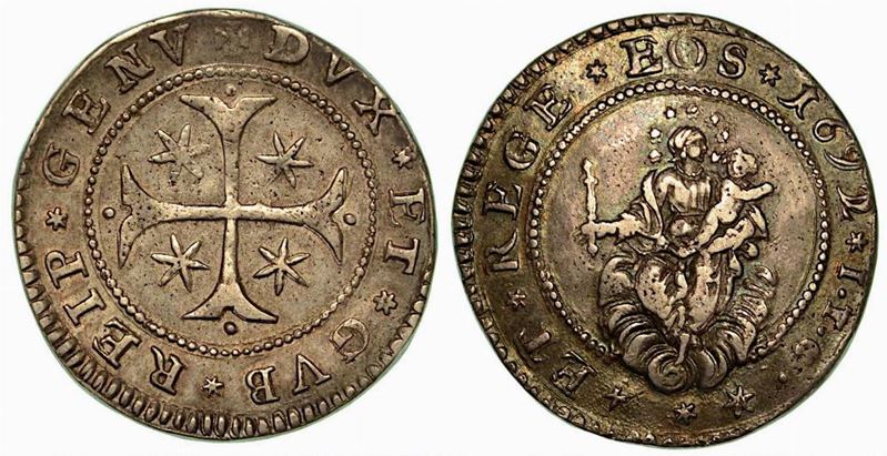 GENOVA. Dogi biennali, 1528-1797. Mezzo scudo 1692.  - Auction Numismatics - Cambi Casa d'Aste
