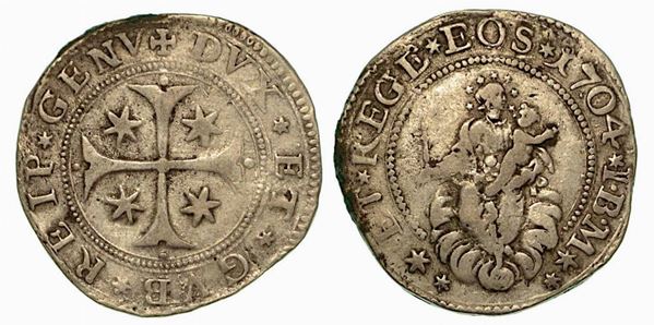 GENOVA. Dogi biennali, 1528-1797. Quarto di scudo 1704.