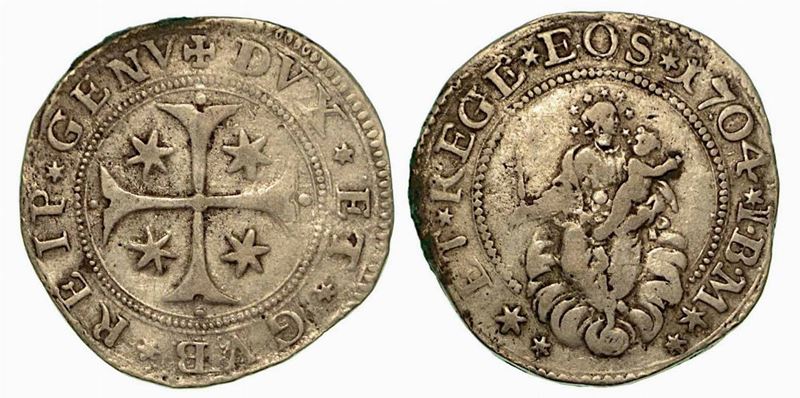 GENOVA. Dogi biennali, 1528-1797. Quarto di scudo 1704.  - Auction Numismatics - Cambi Casa d'Aste