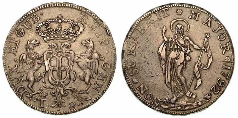 GENOVA. Dogi biennali, 1528-1797. Da 8 lire 1792.  - Auction Numismatics - Cambi Casa d'Aste