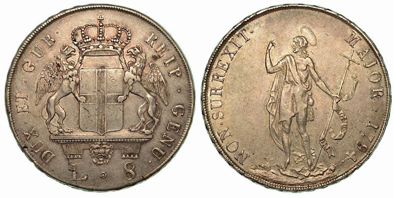 GENOVA. Dogi biennali, 1528-1797. Da 8 lire 1794.  - Auction Numismatics - Cambi Casa d'Aste