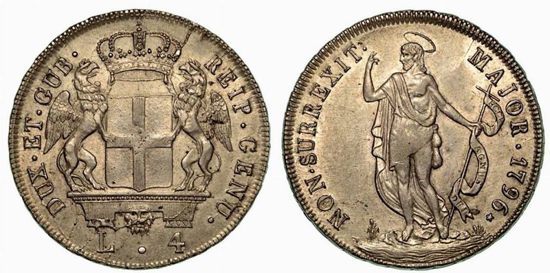 GENOVA. Dogi biennali, 1528-1797. Da 4 lire 1796 (1814).  - Auction Numismatics - Cambi Casa d'Aste