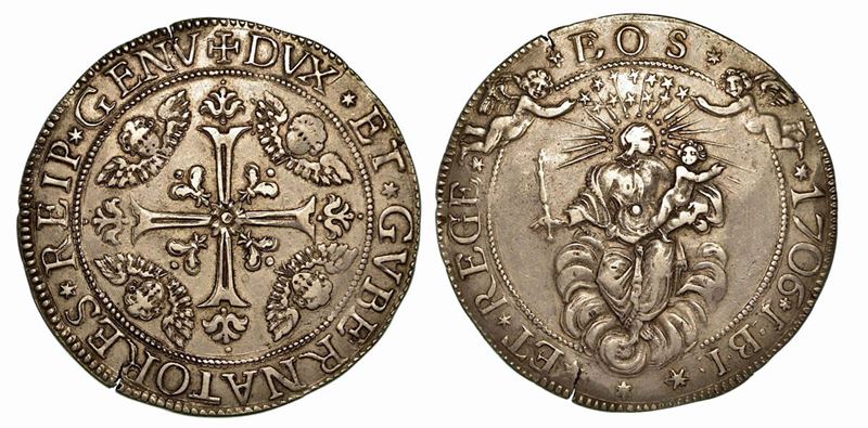 GENOVA. Dogi biennali, 1528-1797. Scudo largo 1706.  - Auction Numismatics - Cambi Casa d'Aste