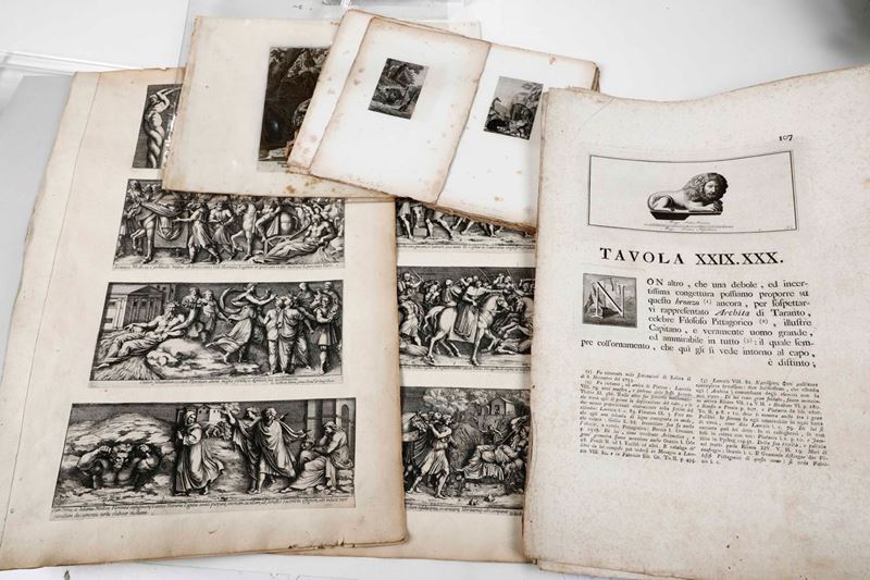 Lotto di incisioni miste Serie di incisioni a illustrare edizione delle Favole di La Fontaine.  - Auction Rare Books - Cambi Casa d'Aste