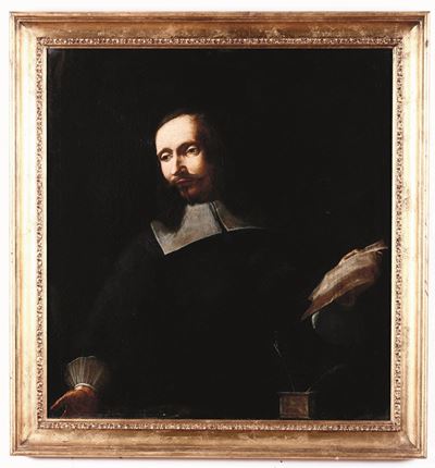 Scuola del XVII Secolo Ritratto di Gentiluomo con Lettera e Calamaio