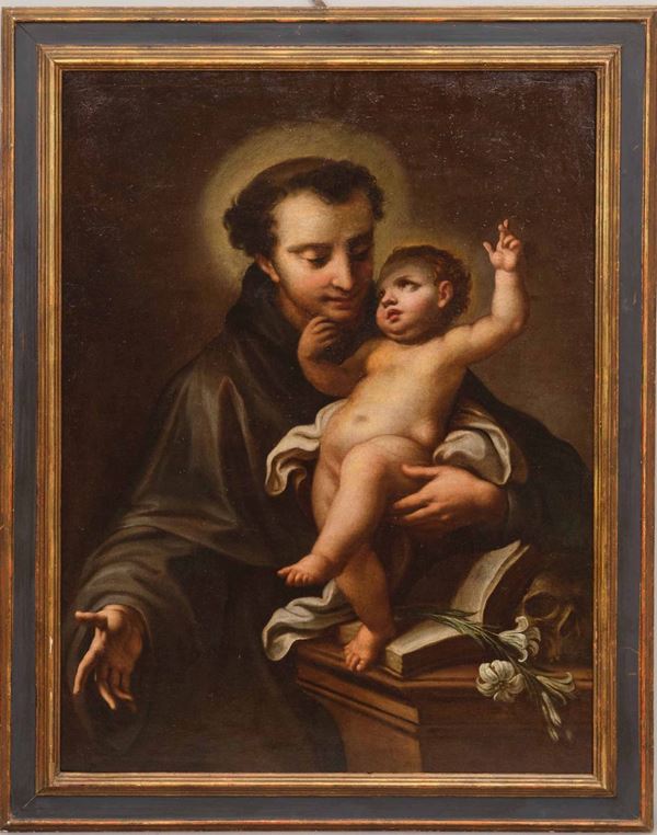 Scuola dell'Italia centrale del XVIII secolo Sant'Antonio da Padova con il Bambin Gesù