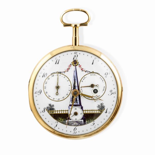 Orologio Massonico in oro 18k con calendario giorno settimana e mese