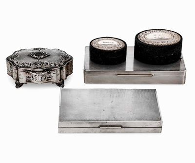 Cinque Scatoline Argento e Altri Materiali Argenteria Italiana del XX Secolo