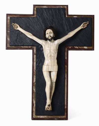 Corpus Christi Avorio Scolpito e Dipinto Arte Coloniale Portoghese Goa o Filippine XVIII Secolo