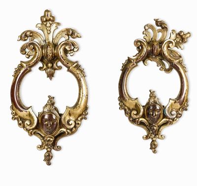 Coppia di Battenti Bronzo Fuso, Cesellato e Dorato Fonditore Barocco Italiano (bologna?) XVIII Se...