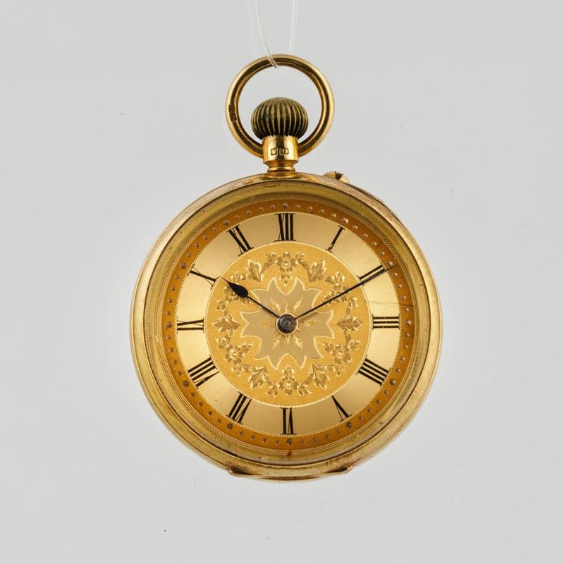 Orologio da taschino in oro 14k con quadrante dorato  - Asta Orologi da Polso | Cambi Time - Cambi Casa d'Aste