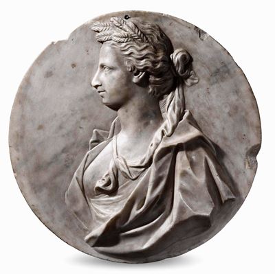 Clelia Grillo Borromeo (1684-1777) Rilievo in Marmo del Lotto Fa Parte Anche una Medaglia Celebra...