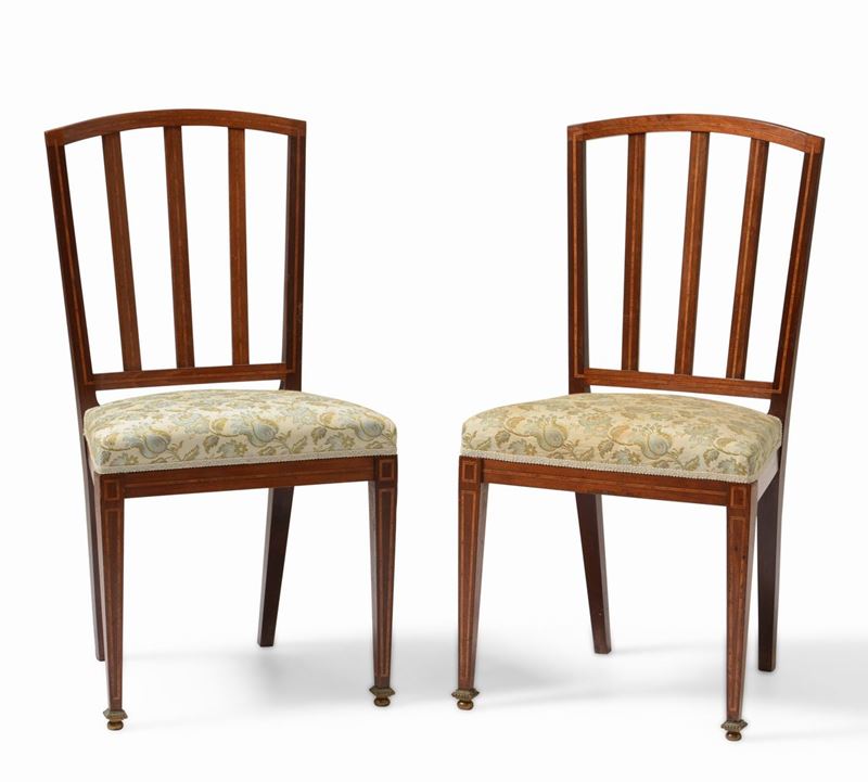 Coppia di sedie con schienale a giorno  - Auction From a Genoese family | Cambi Time - I - Cambi Casa d'Aste