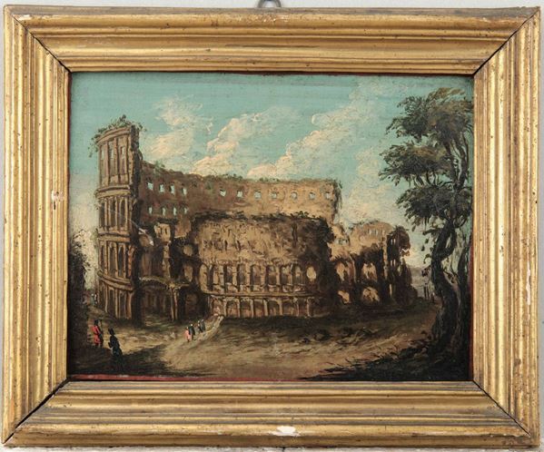 Thomas Masselli (attivo in Italia nel XVIII secolo) Veduta del Colosseo e dell'Arco di Tito