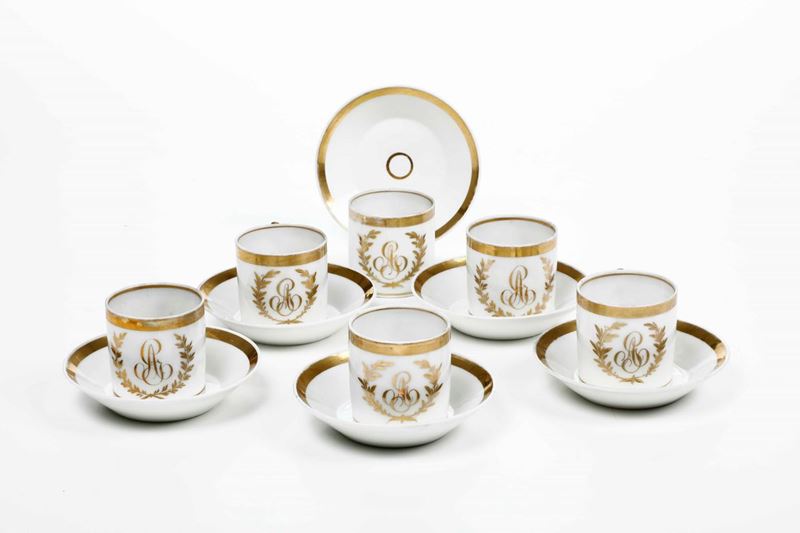 Sei tazze da caffè con piattino, XIX secolo  - Asta Ceramiche | Cambi Time - Cambi Casa d'Aste