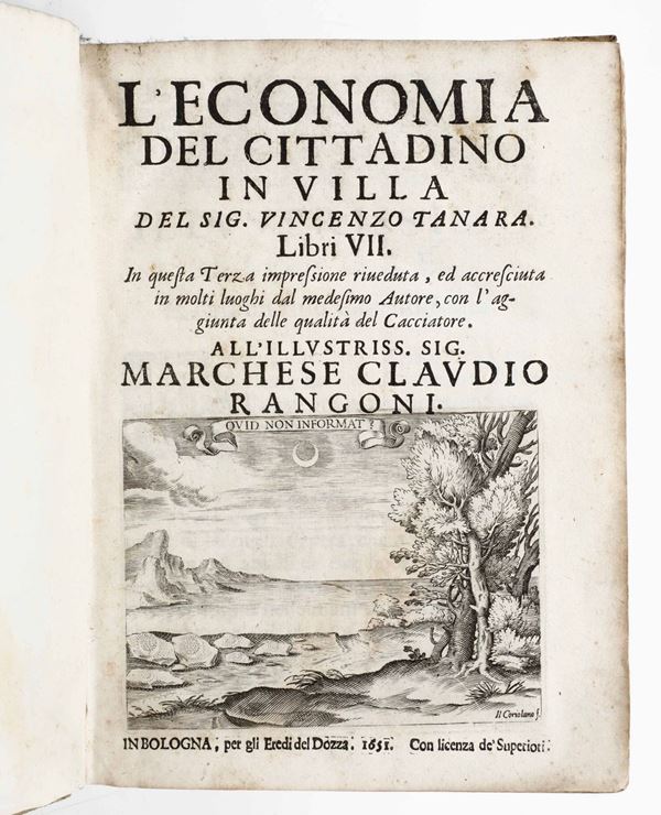 Tanara Vincenzo L'economia del cittadino in villa... In Bologna per gli eredi del Dozza, 1651