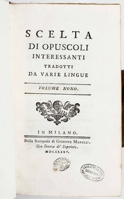 Autori Variscelta di Opuscoli Interessanti Tradotti da Varie Lingue... in Milano Stamperia di Giu...