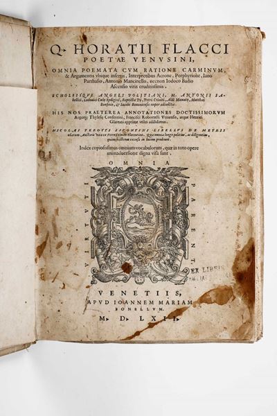 Flacco Quinto Orazio Omnia Poemata. Venetiis,bonellus,1562.