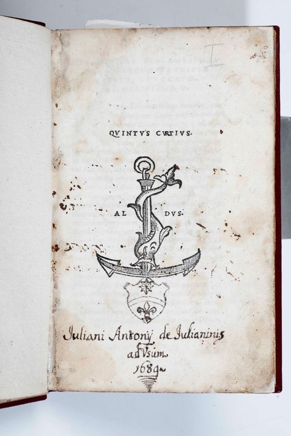 Curzio Quinto Rufo Quintus Curtius (Opera)... Venezia, in Aedibus Aldi et Andrae soceri, mense Iulio, 1520.