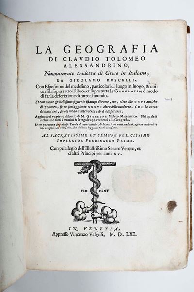 Tolomeo Claudio la Geografia... in Venezia, Appresso Vincenzo Valgrifi, 1561