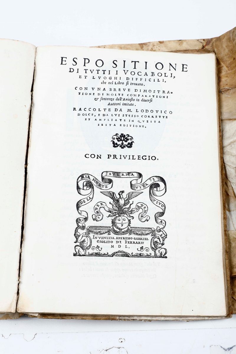 Ariosto Lodovicoorlando Furioso... in Venezia Appresso Gabriel Giolito De Ferrari, 1550