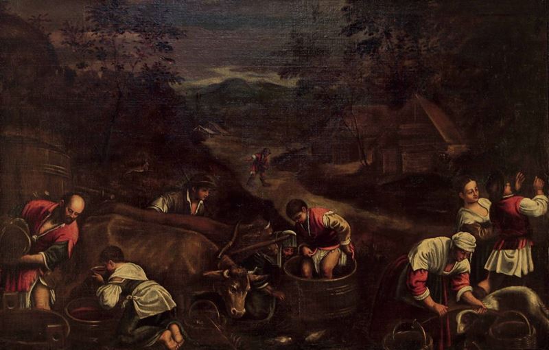 Leandro Bassano (Bassano del Grappa 1557 - Venezia 1622) e bottega L'autunno  - Asta Dipinti antichi - Cambi Casa d'Aste