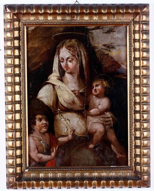 Scuola toscana del XVI secolo Madonna con Bambino e San Giovannino