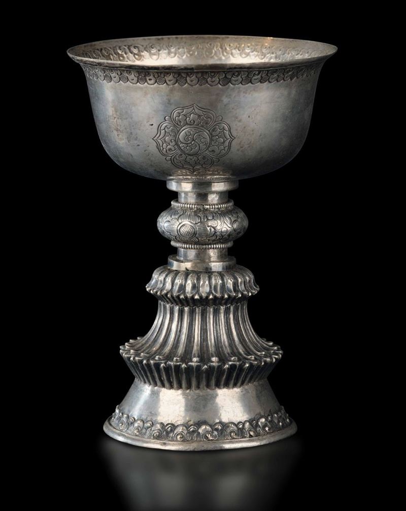 A silver goblet, Tibet, 1700s  - Auction Fine Chinese Works of Art - Cambi Casa d'Aste