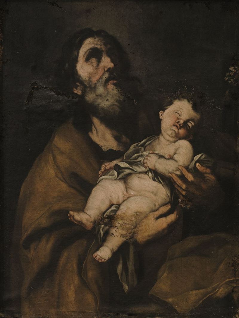 Scuola del XVII secolo San Giuseppe con il Bambino  - Asta Dipinti antichi - Cambi Casa d'Aste