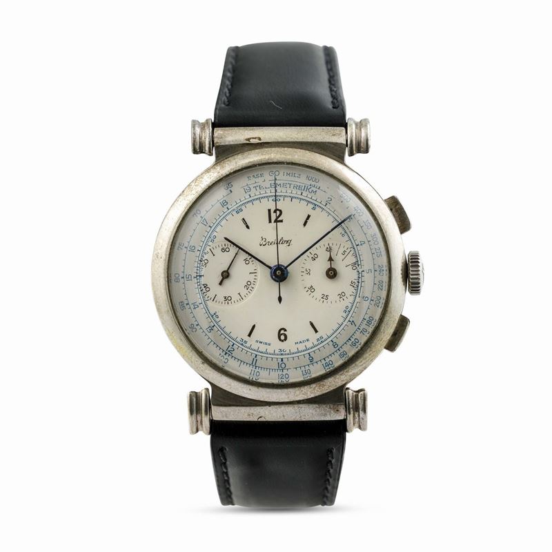BREITLING - Cronografo due contatori con cassa in argento 800 con anse snodate anni '40  - Auction Watches and Pocket Watches - Cambi Casa d'Aste