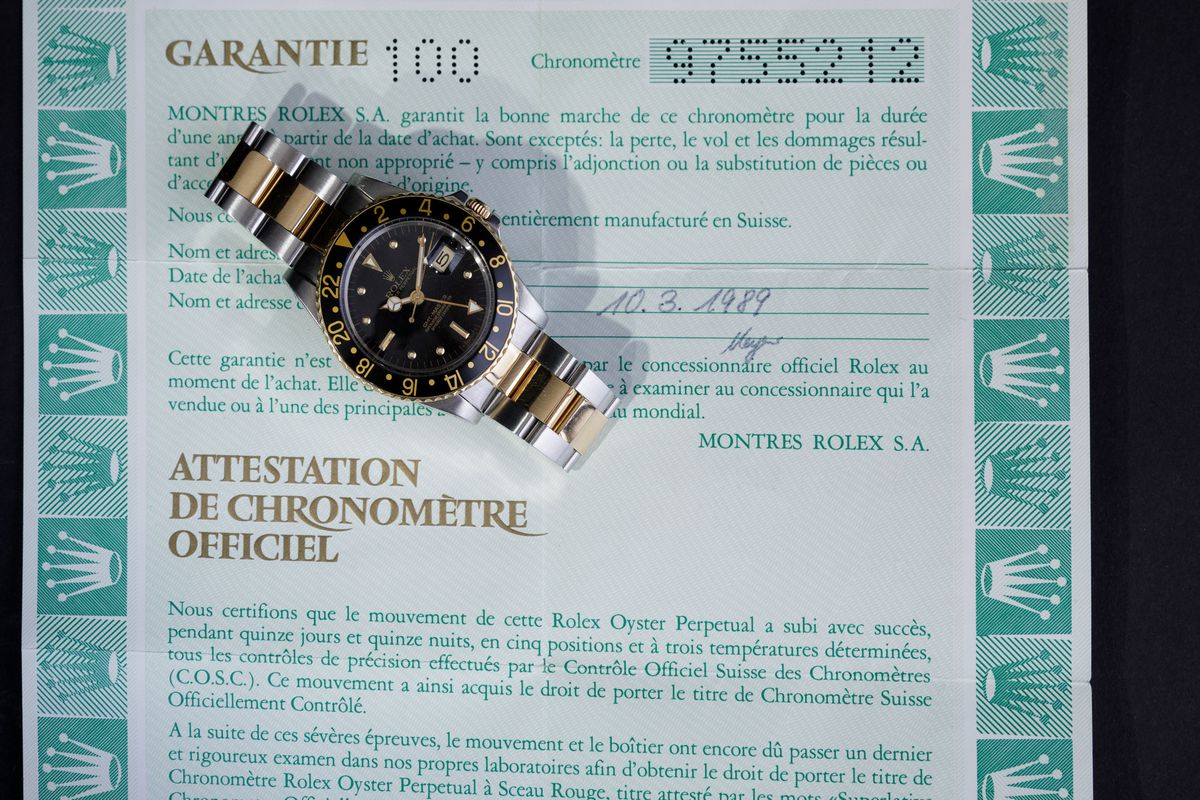 Rolex - Gmt Master Ref 16753 Acciaio e Oro Nipple Dial, Vetro Plastica con Scatola e Garanzia