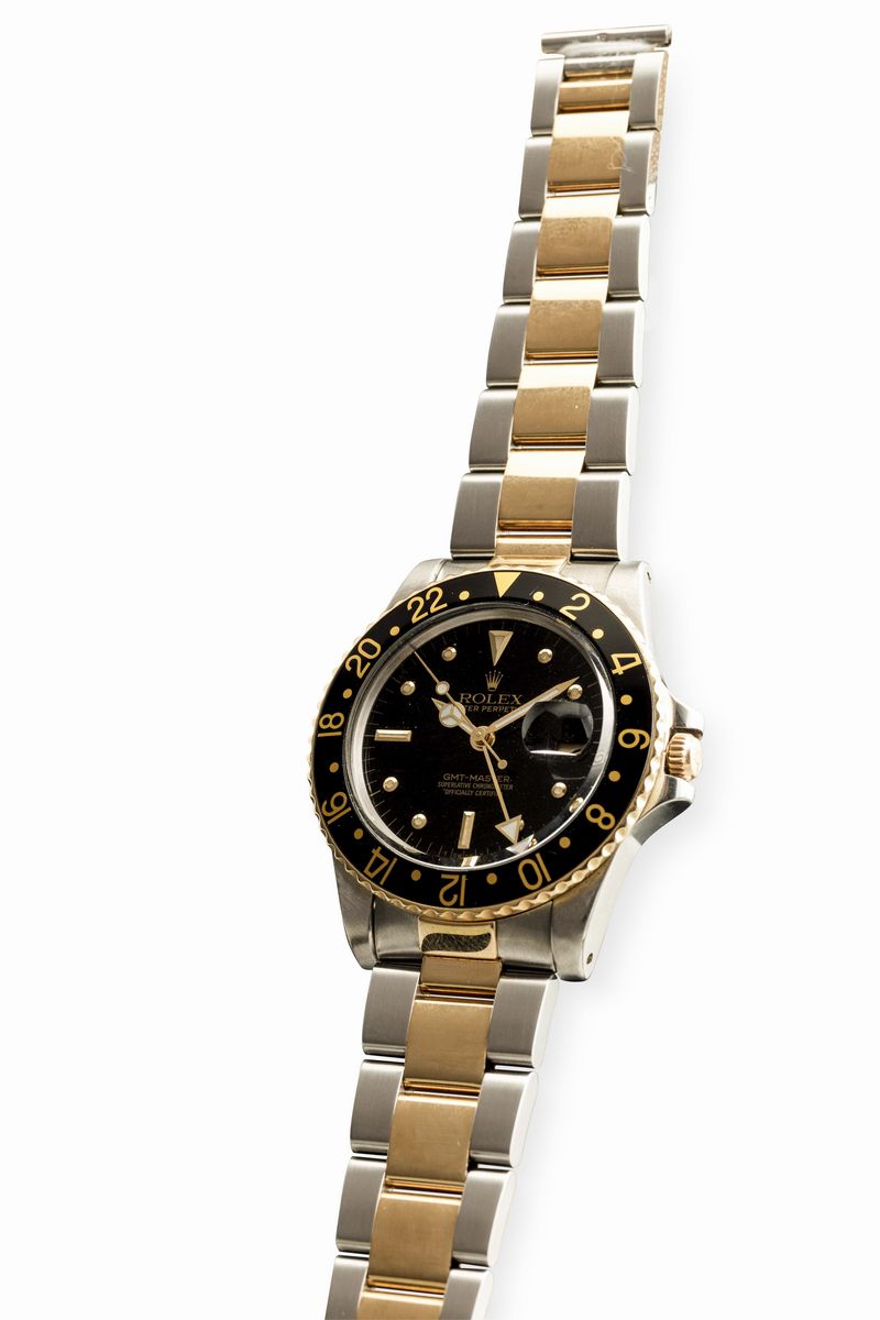 Rolex - Gmt Master Ref 16753 Acciaio e Oro Nipple Dial, Vetro Plastica con Scatola e Garanzia