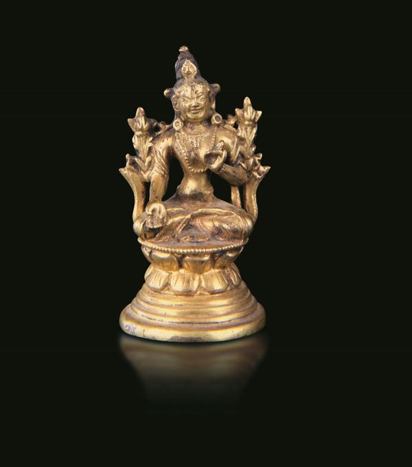 A gilt bronze Amitaya, Tibet, 1700s