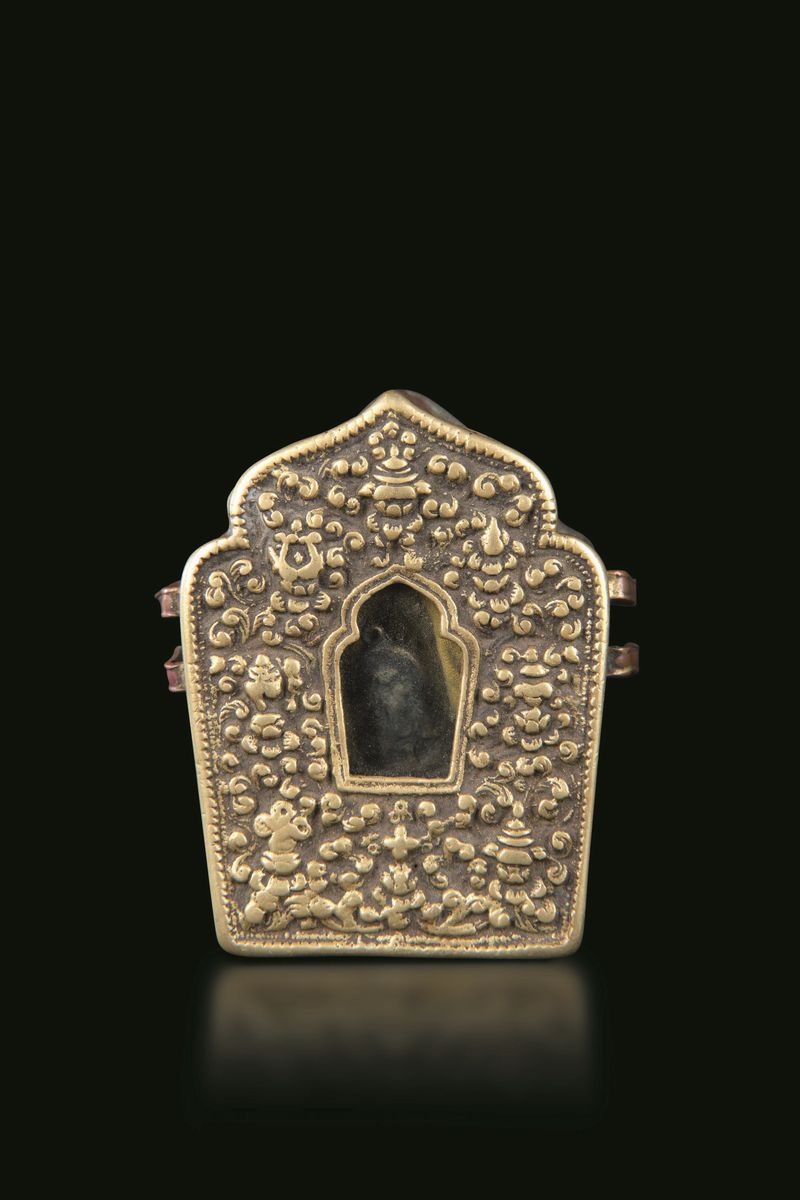 Lotto Composto da Quattro Altari da Viaggio in Argento Sbalzato e Cesellato e in Bronzo, Tibet, X...