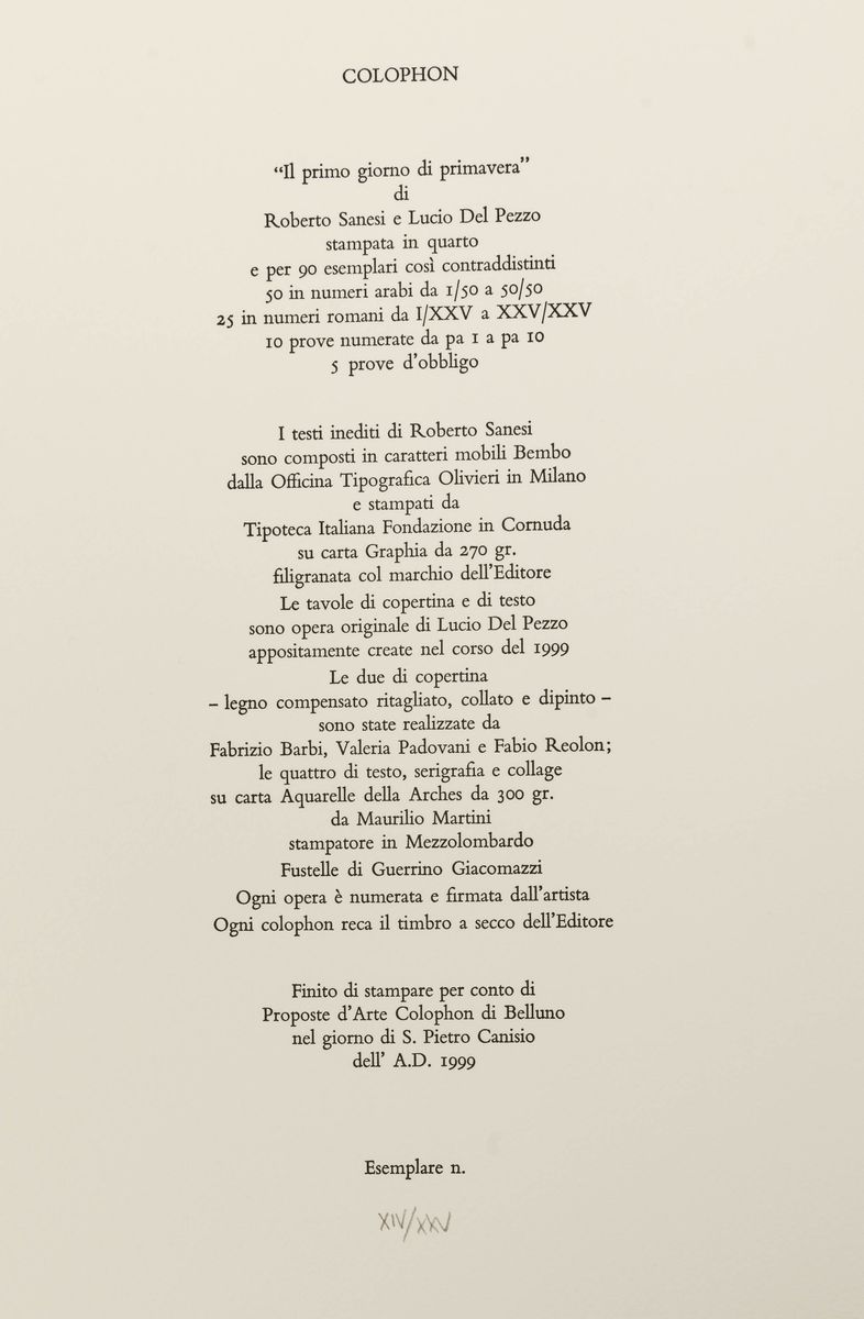 Lucio del Pezzo (1933-2020)il Primo Giorno di Primavera, 1999