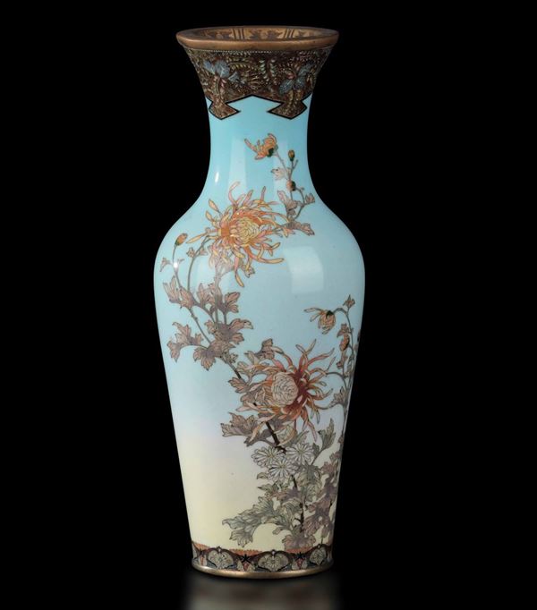 An enamel vase, Japan, Meiji period