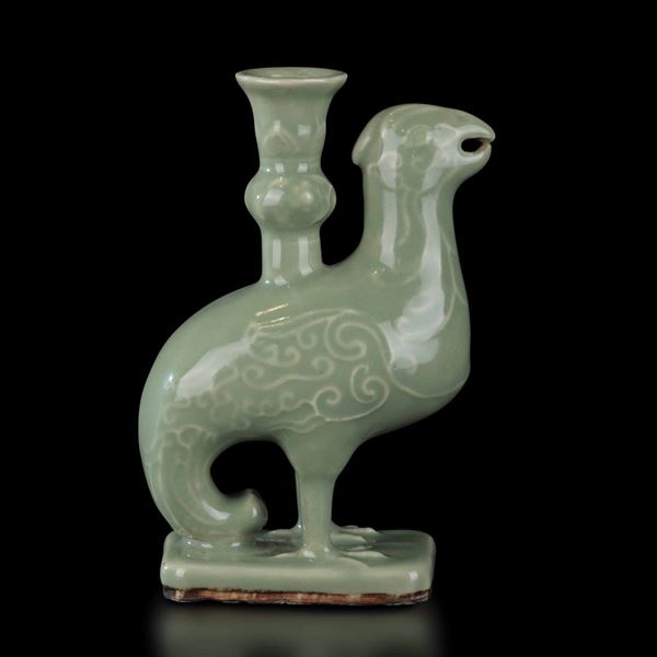 A stoneware candleholder, China, Qing Dynasty