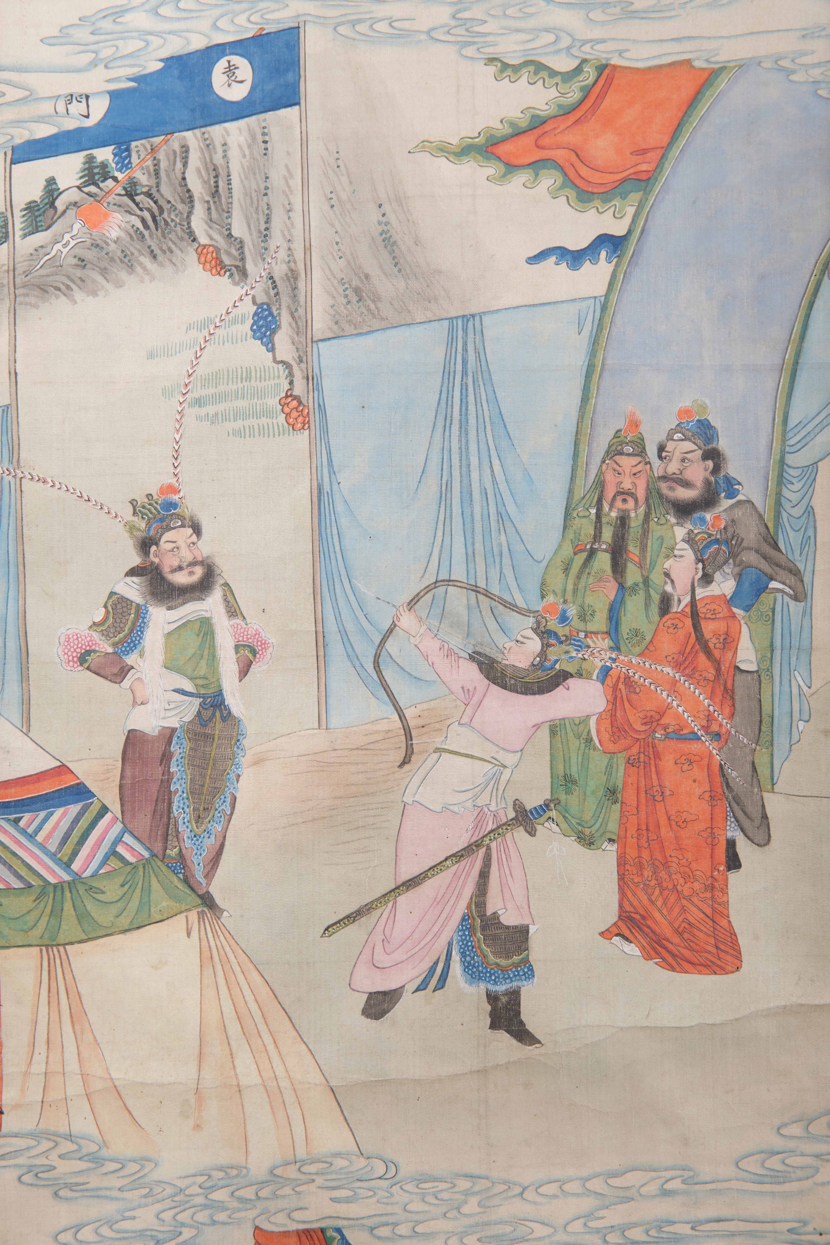 Dipinto su seta raffigurante scena di corte con iscrizione, Cina, Dinastia Qing, epoca Jiaqing (1...